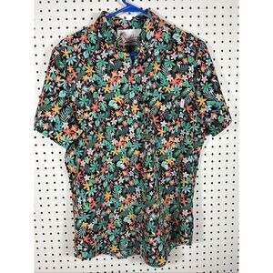 Chubbies Floral parrot pullover performance Henley polo size M